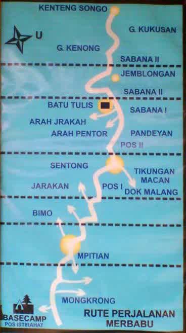 Peta Jalur Pendakian Gunung Merbabu via SELO Boyolali